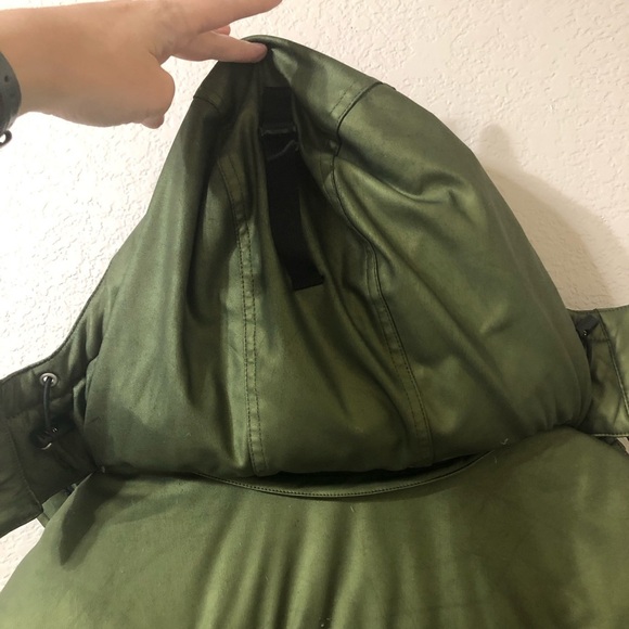 Obermeyer Womens Olive Puffer Goose Down Hooded Ski Jacket - Size 12 - Picture 9 of 15